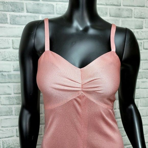 Vintage 70s Fred Rothschild Womens S/M Dusty Pink Day Disco Dancing Dress - Picture 3 of 12